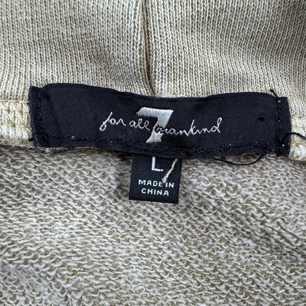 7 For All Mankind Womens Hoodie Tan Large Longline Asymmetrical Pullover Pocket - Picture 7 of 8